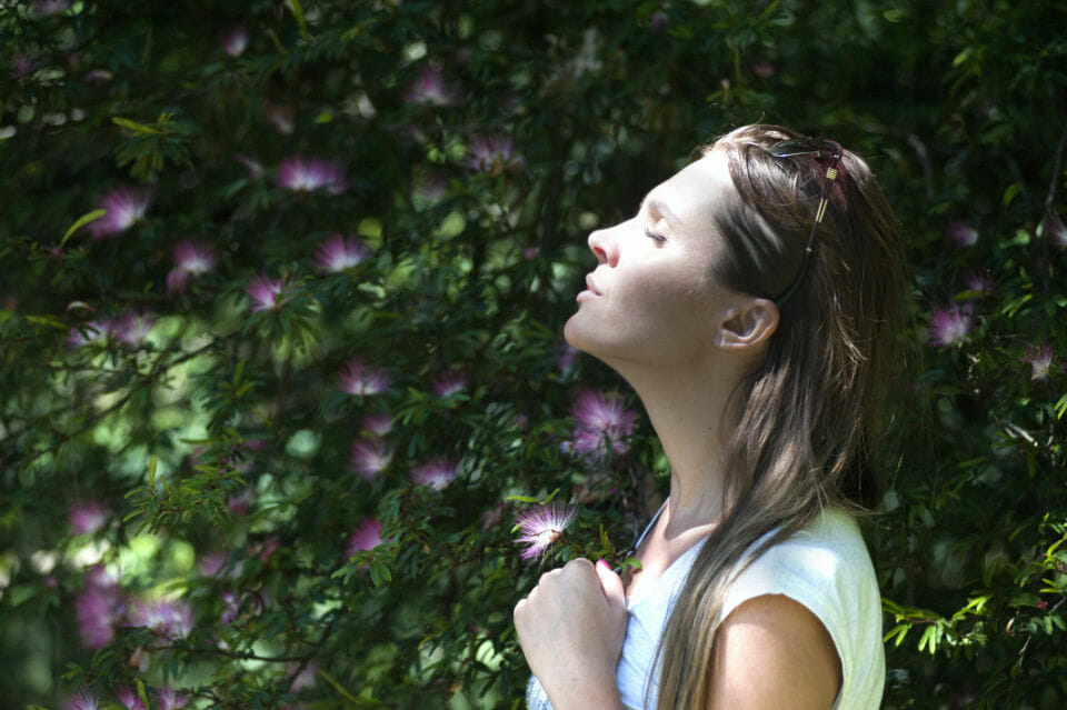 woman thinking meditating