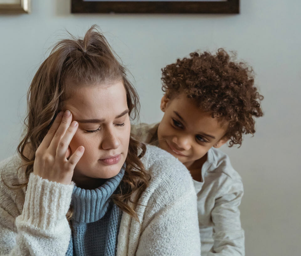 Mum stressed with child