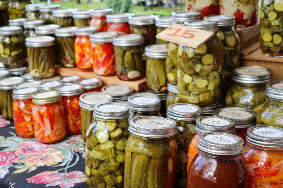 A range of fermented foods in jars which have been known to help mental health